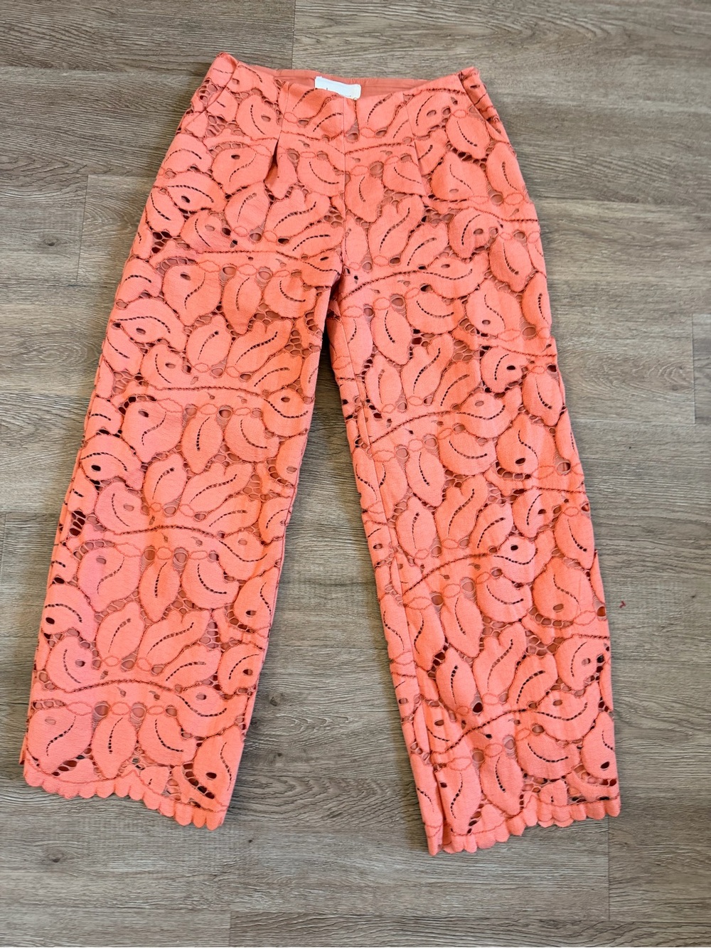 Anthropologie Coral Lace Wide-Leg Crop Pants 0212 - Picture 2 of 4
